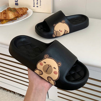 XIXITIAO  Summer Slippers for Men and Women, EVA Flip-flops for Bathrooms, Indoor and Outdoor Comfort, Open-toe One-foot Flip-flops for Couples, Cute Home Shoes, and Capybara Summer Flip-flops, Women Shoes