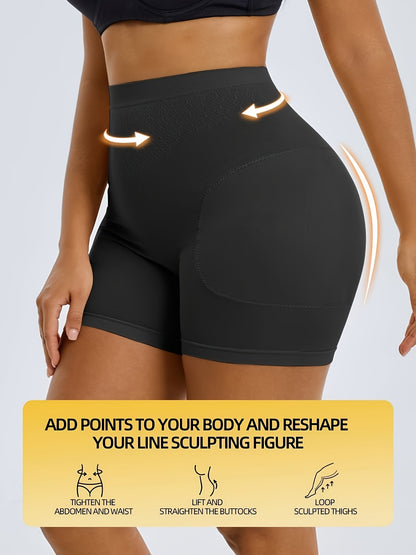 A Pair Of Women'S High-Waisted Shaping Shorts With Padded Buttocks - Designed To Flatten The Stomach And Lift The Hips, Featuring A High Waist That Creates Elegant Curves, Suitable For Year-Round Casual Wear