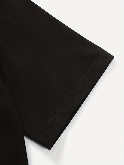 5pcs Men'S Pure Cotton Short Sleeved T-Shirt, Classic Round Neck Black And White T-Shirt Bundling Set, Holiday Gift