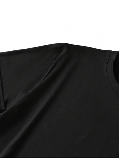 A Women'S Round-Neck Short-Sleeved A-Line Skirt- Loose-Fitting, Breathable And Soft Mid-Length Summer Vacation Dress, Machine-Washable Solid-Color Casual Wear for Spring And Summer Travel, Durable Adult Clothing (Note: This Product Is A Dress)