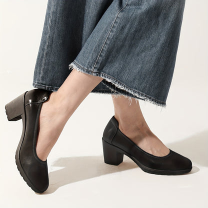 Women's Thick And Low Heel Work Shoes, Comfortable Round Toe Dress, Wedding Shoes, Women Shoes