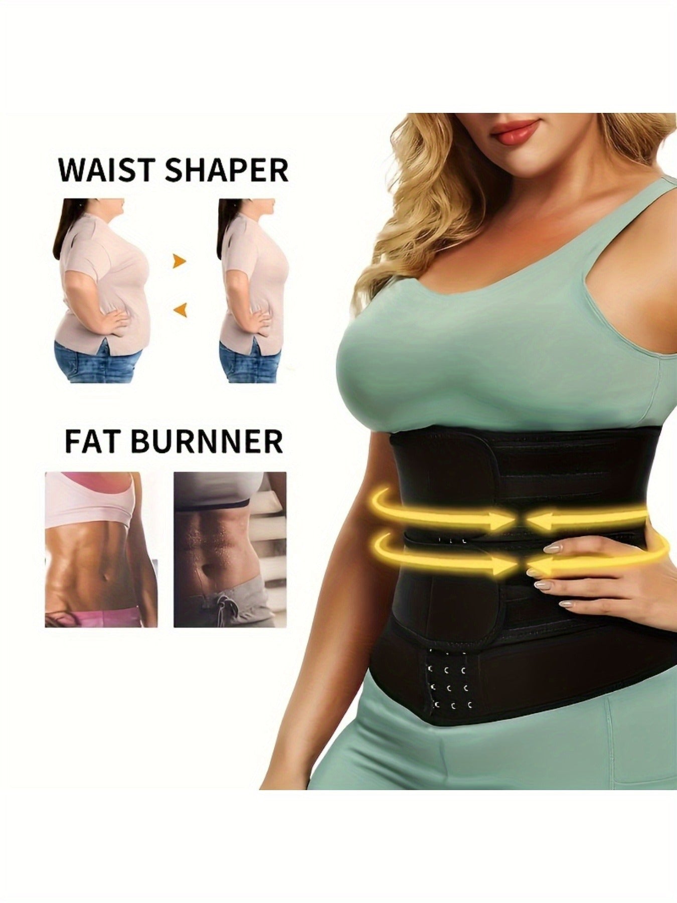 Neoprene Waist Trimmer Belt for Women Body Shaper Sauna Sweat Tummy Control Instant Flat Stomach