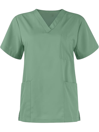 [Breathable Scrubs Set] Scrubs Top And Pants Unisex Breathable Quick Drying Scrubs Uniform Women And Man Scrubs Set V-Neck Top T-Shirt And Tapered Leg Jogger With Drawstring Nursing Uniforms Set Suitable For Pet Hospitals, Dental Clinics, Nursing Work, Et