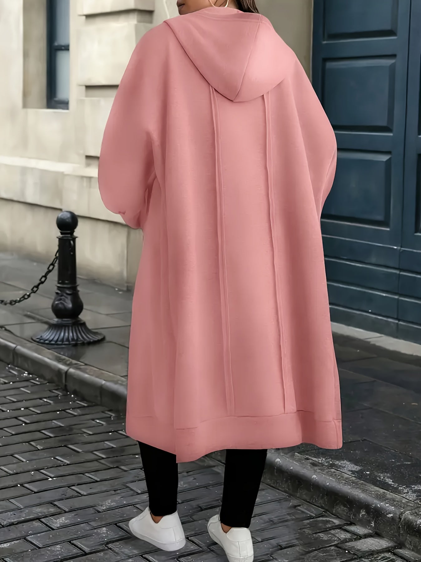 Plus Size - Plus Size - Plus Size Women'S Elegant Hooded Coat - Long Formal to Casual Outerwear, Zipper Closure, All-Season Chic Jacket for Everyday And Special Occasions, Stylish Layering Piece, Sophisticated Design, Durable Construction