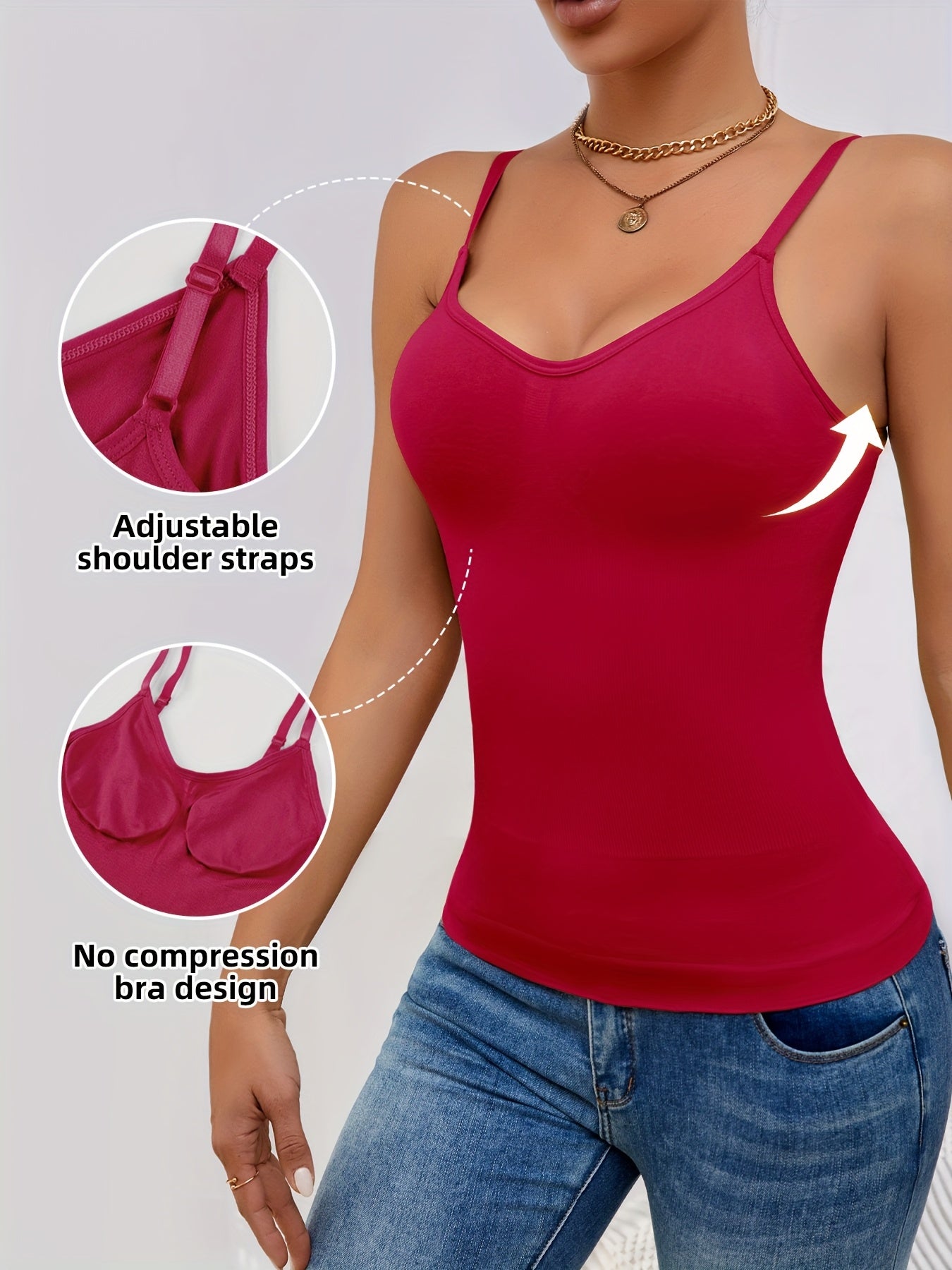 3pcs Women'S Camisole Vest, Comfortable, Breathable, Sleeveless Bottom, Inner Layer, Shaping And Body Shaping Sports Bra