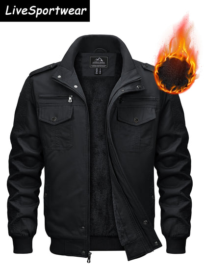 Men's Black Cotton Cargo Jacket - product view 5