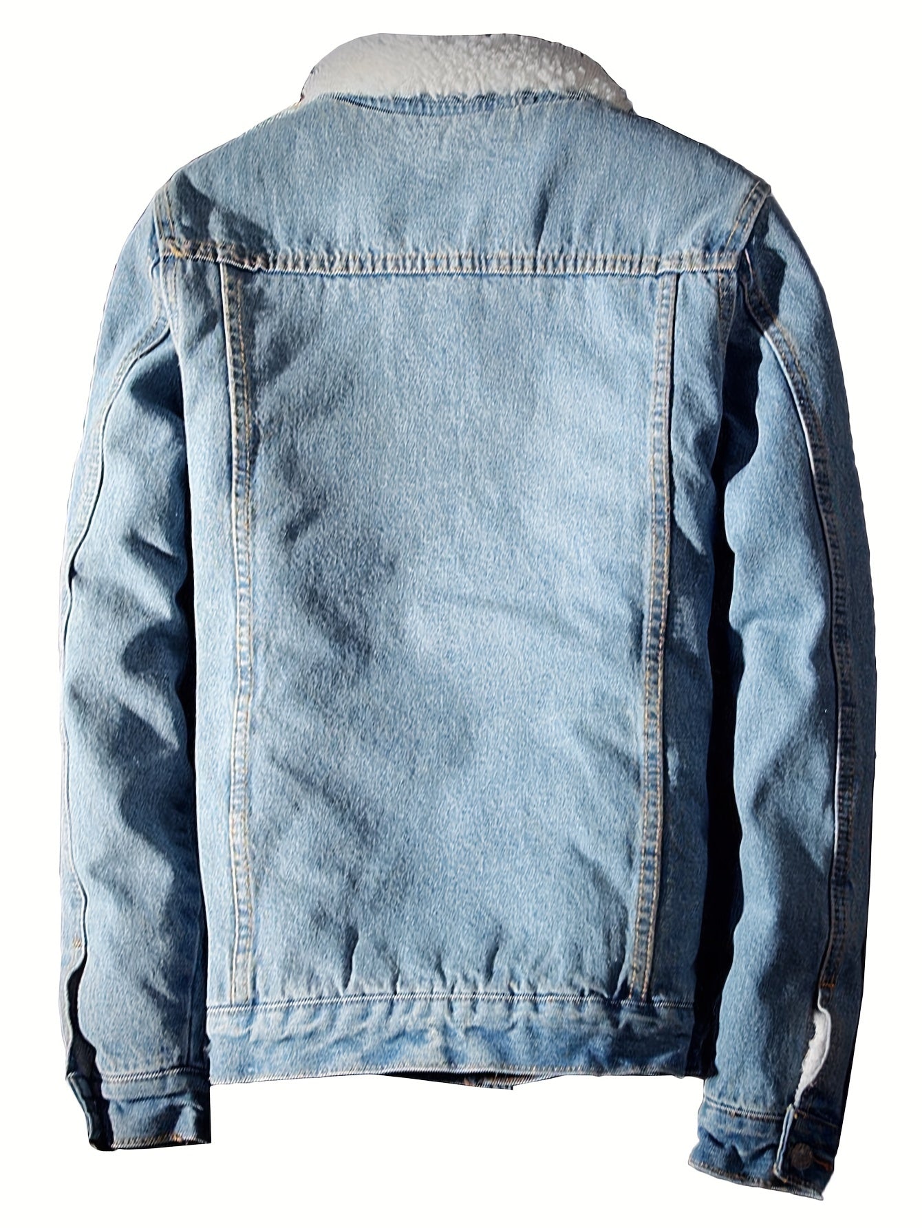 Men's Sherpa Fleece Lined Denim Jacket - Warm Winter Trucker Jacket - Cowboy Jean Jacket - Soft Fleece Lining & Durable Denim - For Men - Perfect for Cold Weather & Outdoor Activities - Ideal Gift for Winter Holidays