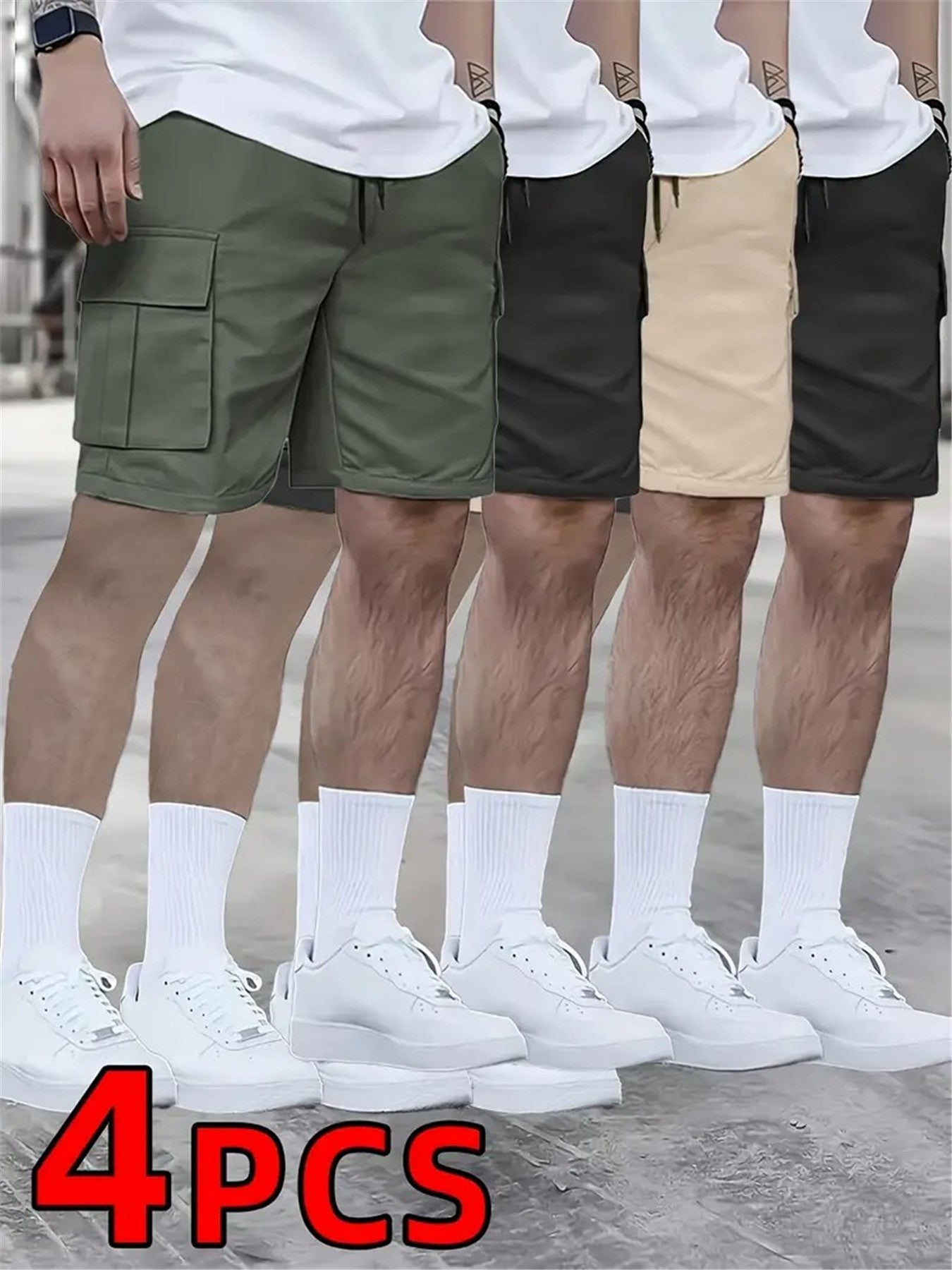 2026 Men's shorts casual loose shorts perfect choice large pocket workwear shorts summer workwear shorts Men's five quarter pants ins trendy straight leg casual five quarter shorts couple basketball pants 4pcs set Match Day Fan Gear Football Apparel for A