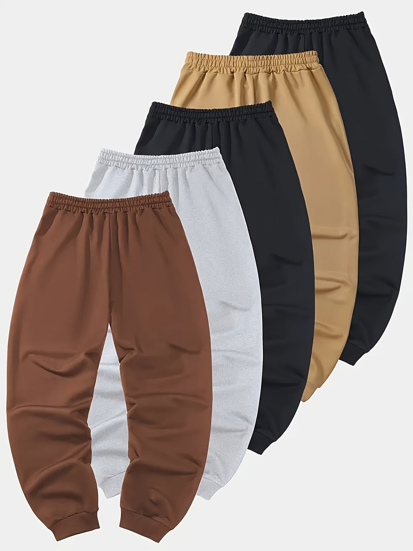 5pcs Men's Regular Fashion Pants And Sweatpants Four Seasons Leisure Sports And Outdoor Pocket Elastic Waist Drawstring Pants, Spring Clothes, Summer Clothes, Valentine's Day Gifts, Easter Gifts, Discounted