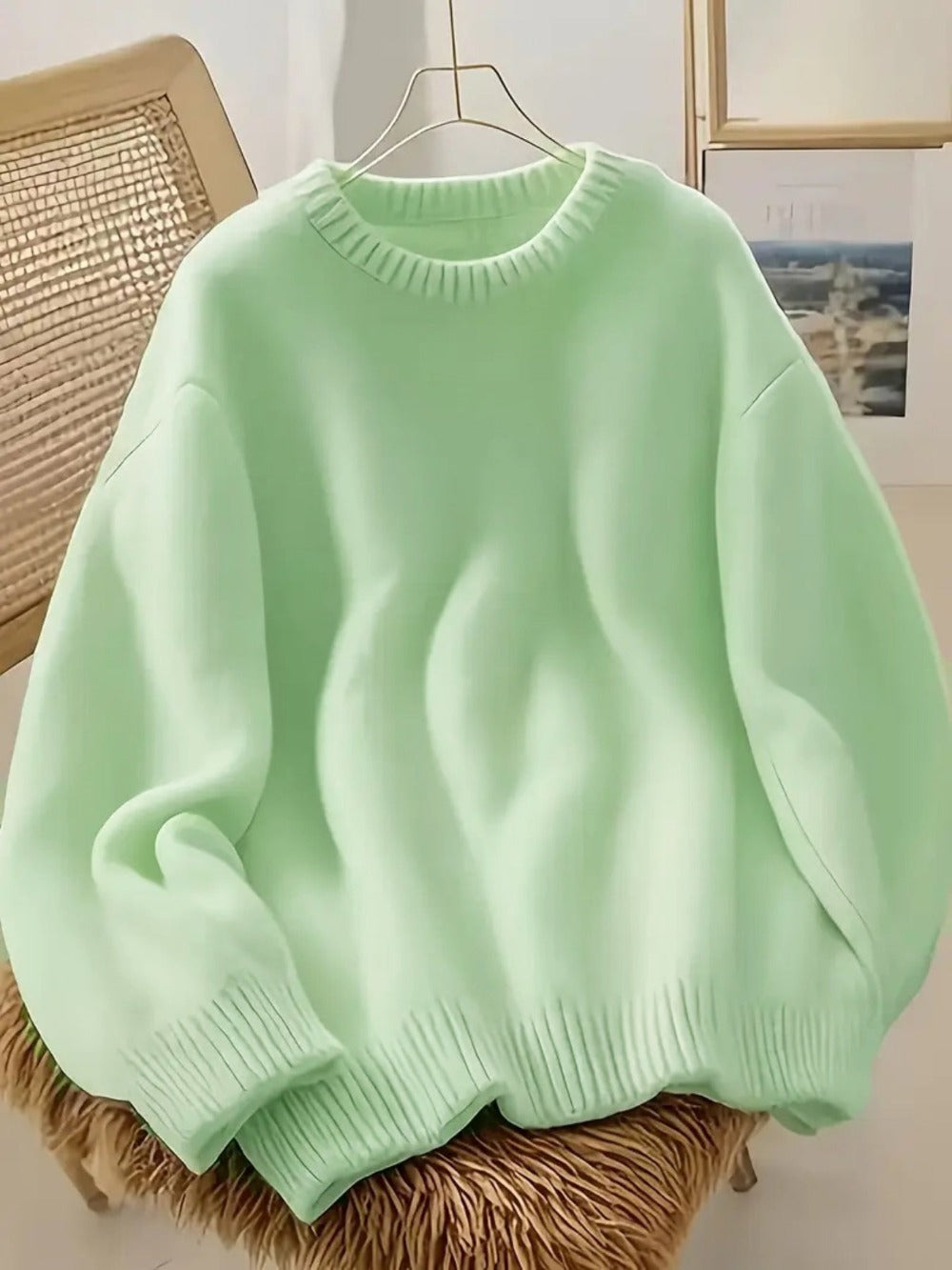 Women's Textured Pullover Sweater - Relaxed Fit Crew Neck