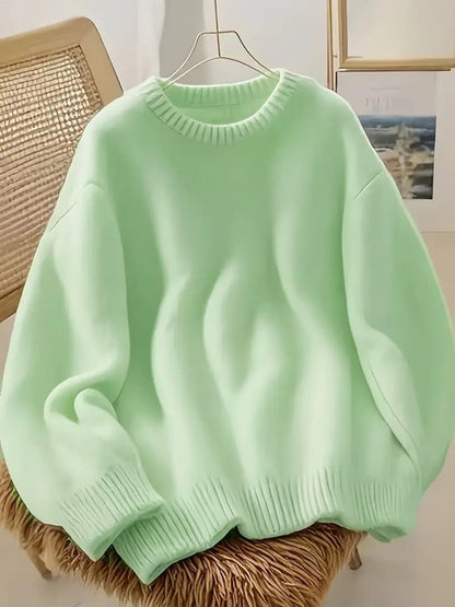 Women's Textured Pullover Sweater - Relaxed Fit Crew Neck