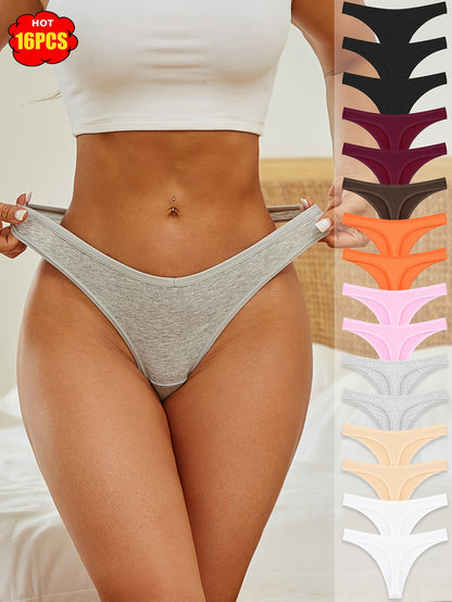 16pcs Set Of Solid Color Underwear, Fashionable, Comfortable, Atmospheric, Soft And Elastic Underwear, Suitable for Daily Commuting, Women's Underwear And Underwear