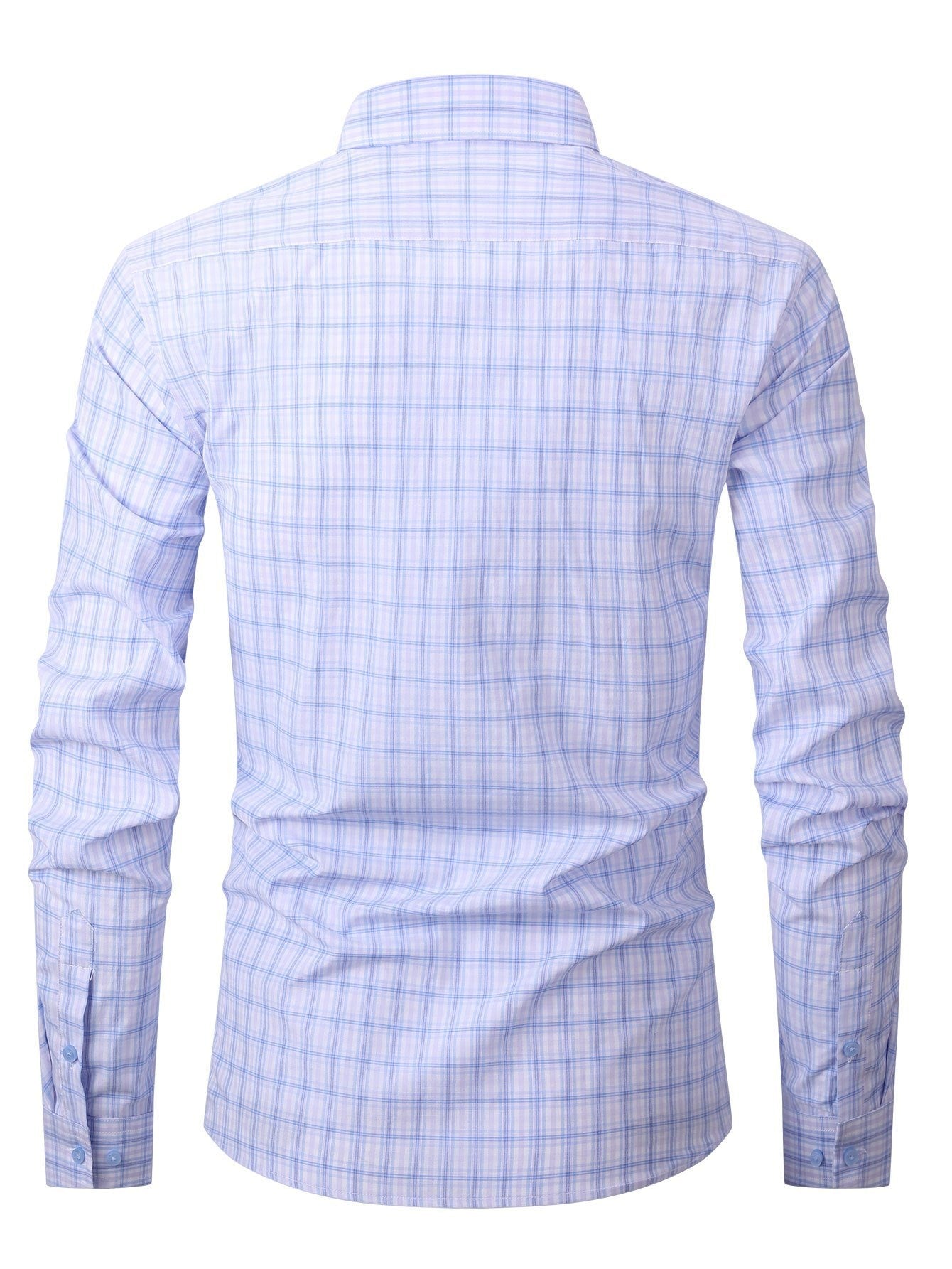 ! Men's Plaid Long Sleeve Shirt - Casual Button- with Pocket, 50% Cotton 50% Polyester, Comfortable Street Style & Commute Essential Fall Wardrobe