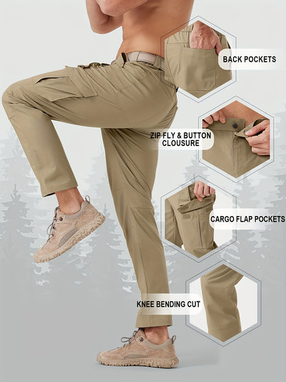 31' Men's Work Pants Cargo Pants Loose Casual Multi Pockets Outdoor Pants Color Block Straight Leg Cargo Pants with 8 Pockets