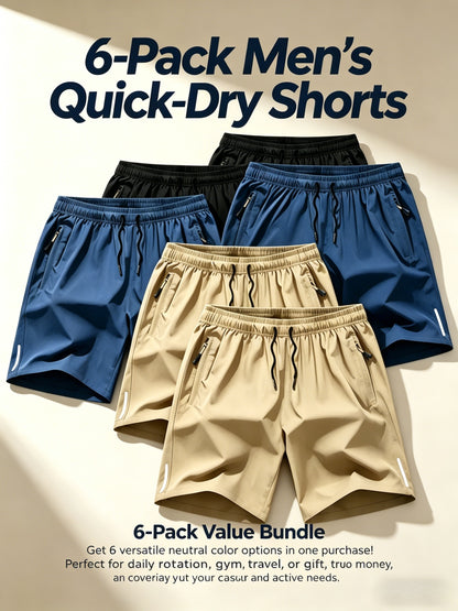 6pcs Set - Men'S Shorts, Casual Loose Shorts, Workwear Shorts Men'S Five Quarter Pants Ins Trendy Straight Leg Casual Five Quarter Shorts Basketball Pants Practical Casual Shorts with Elastic Waistband, Lightweight And Breathable for Casual Attire