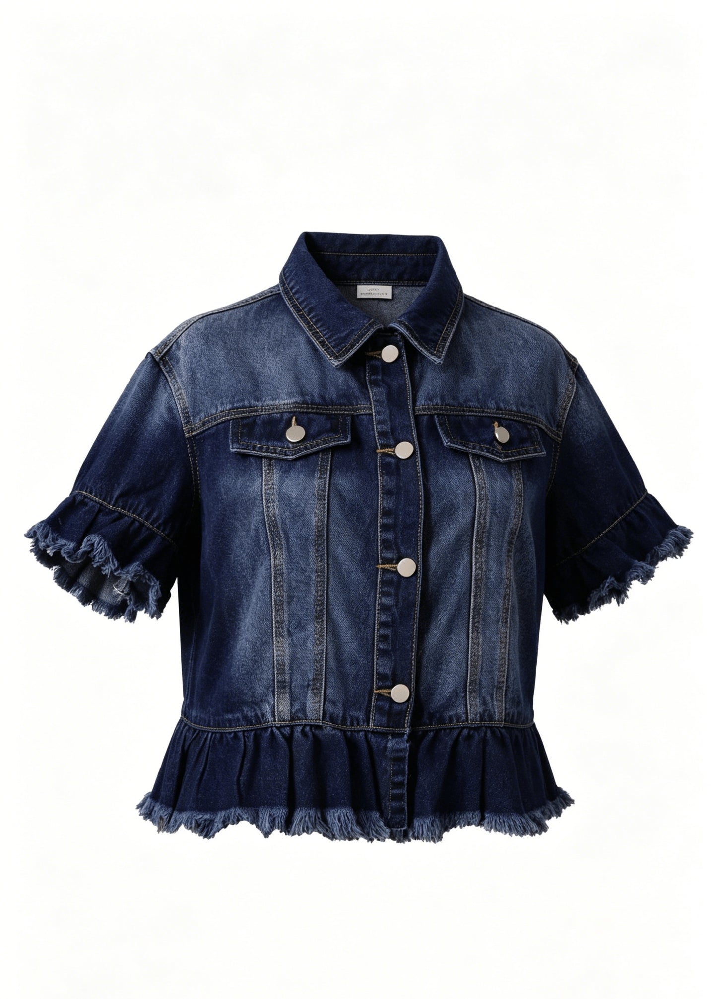 1pc 2026SS Women's Frayed Denim Jacket, Slim Fit & Loose, Trendy Fashion Jacket. Simple, High-end And Timeless, Retro And Stylish, Versatile for All Body Types. Soft And Fashionable Washed Denim Fabric