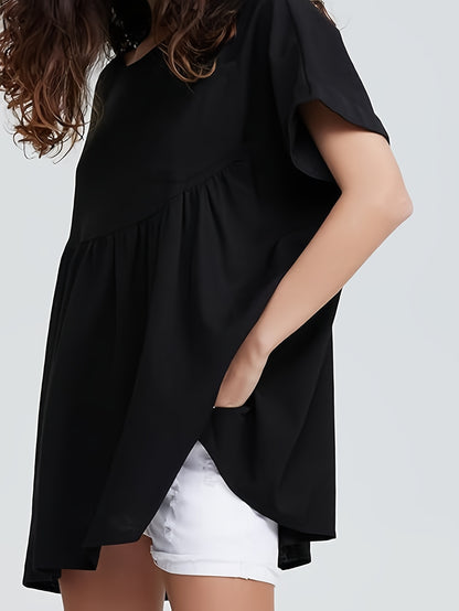 Women's Beige Oversized Short-Sleeve Shirt - product view 24
