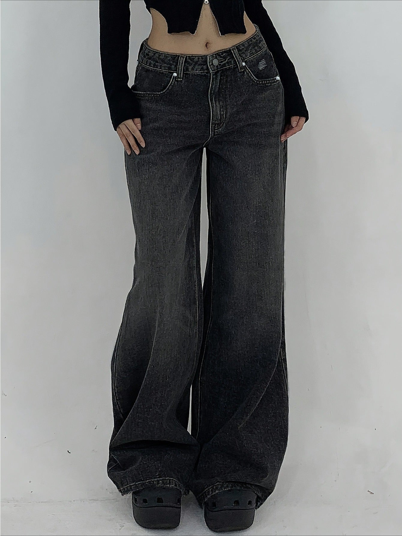 1-Pack Women's Wide-Leg Ultra-Long Floor-Length Ripped Loose-Fit Casual Jeans. Suitable for Streetwear, Daily Wear, Parties, and Outdoor Scenes. Sizes XS-XXL. Women's High-Stretch Denim Jeans, Loose Fit with White Stitching, All-Season Wear