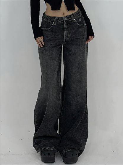 1-Pack Women's Wide-Leg Ultra-Long Floor-Length Ripped Loose-Fit Casual Jeans. Suitable for Streetwear, Daily Wear, Parties, and Outdoor Scenes. Sizes XS-XXL. Women's High-Stretch Denim Jeans, Loose Fit with White Stitching, All-Season Wear