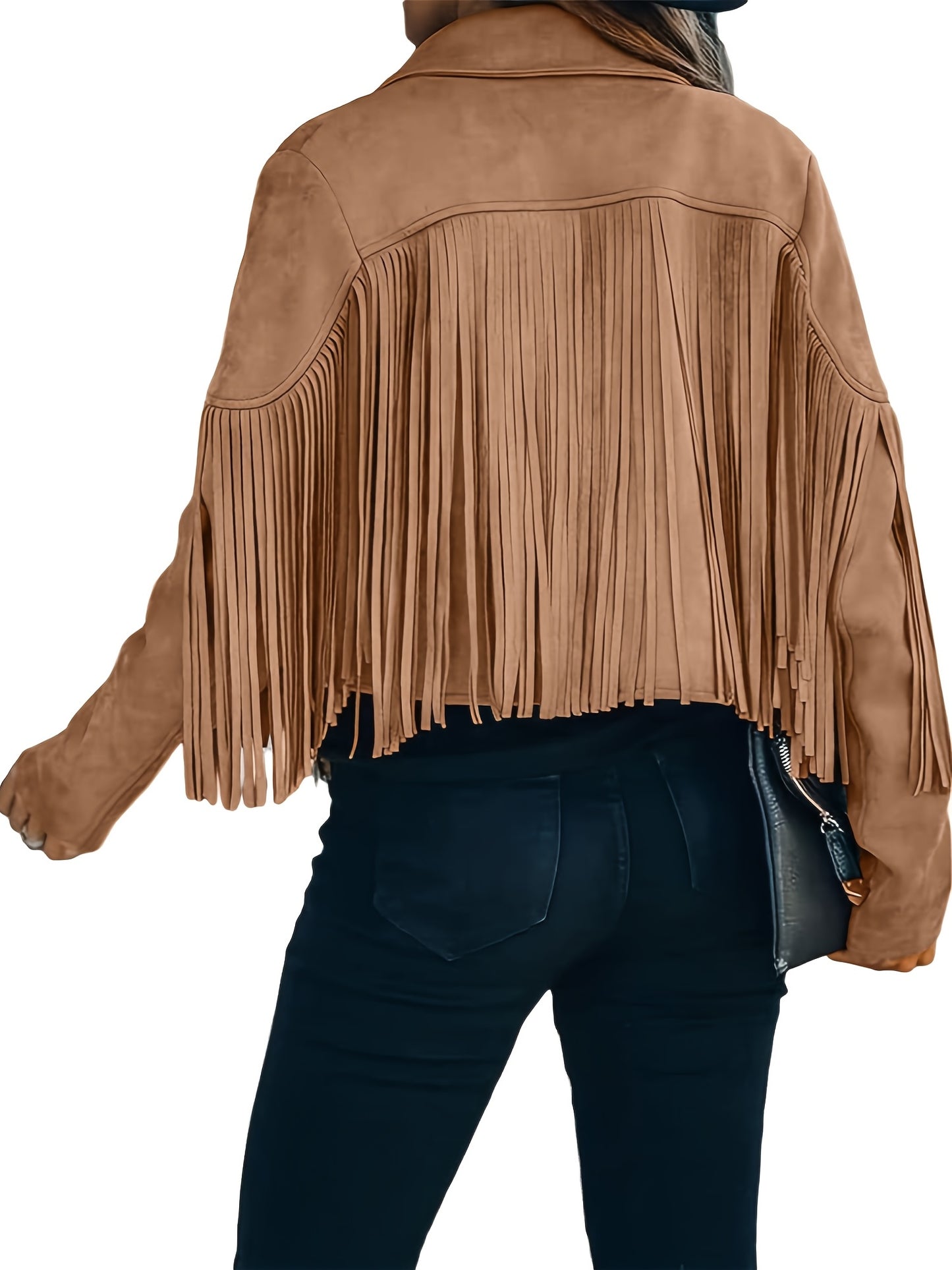 Faux Jacket Women Tassel Motorcycle Fringe Cropped Coats 2026 Spring Western Outfit Trendy Fall Long Sleeve Cowgirl Outfits Cardigan Jackets