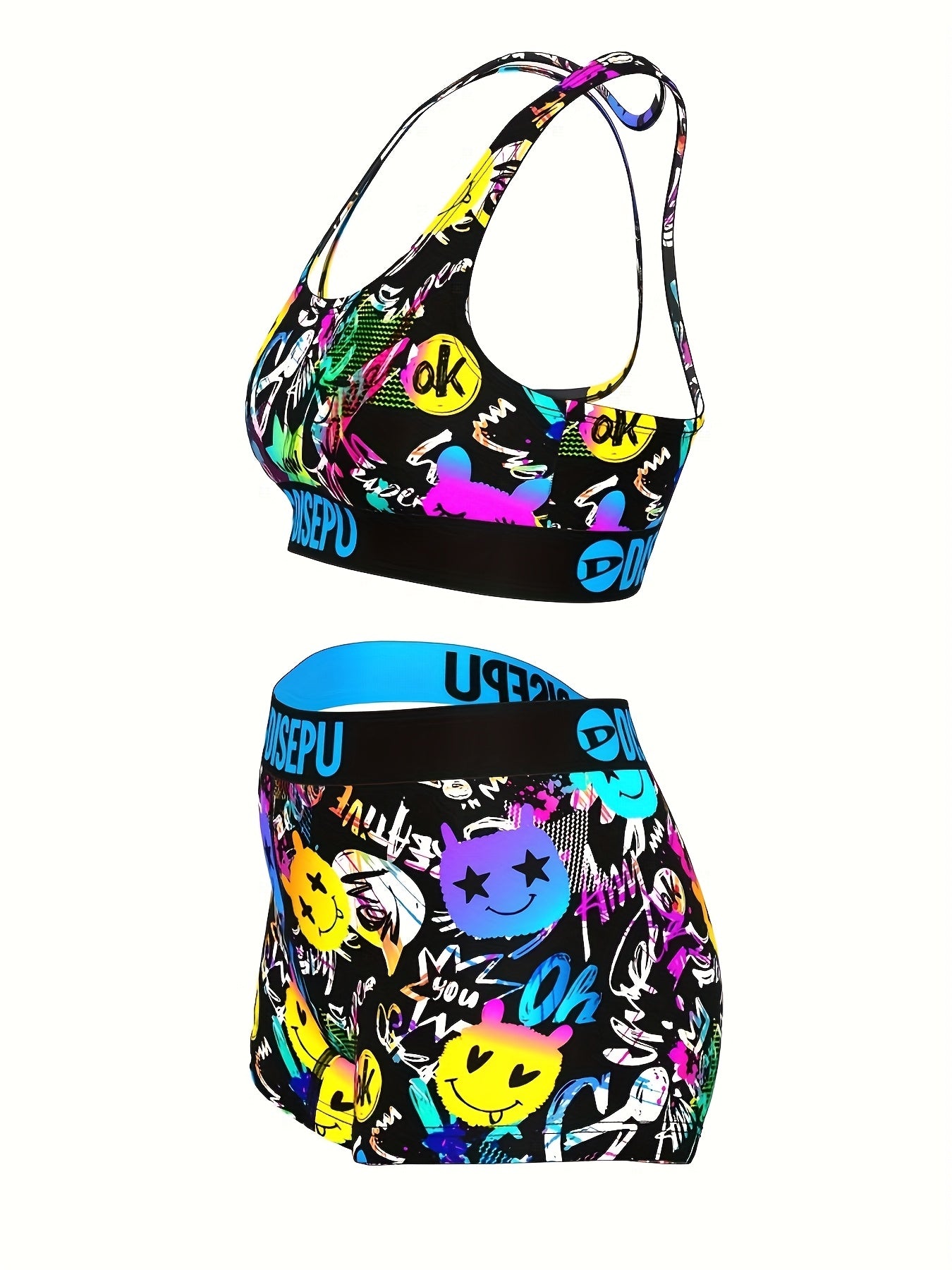 Women's Mixed colors Polyester Printed Sleeveless Shorts - product view 2