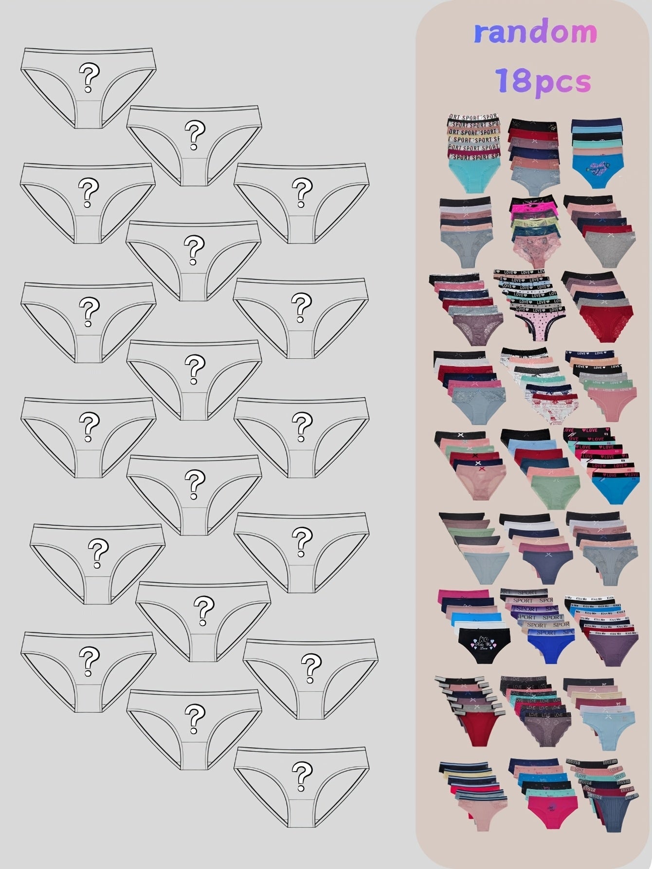 18 Pairs of Women's Lace Thong Panties for Spring and Summer, Randomly Assorted