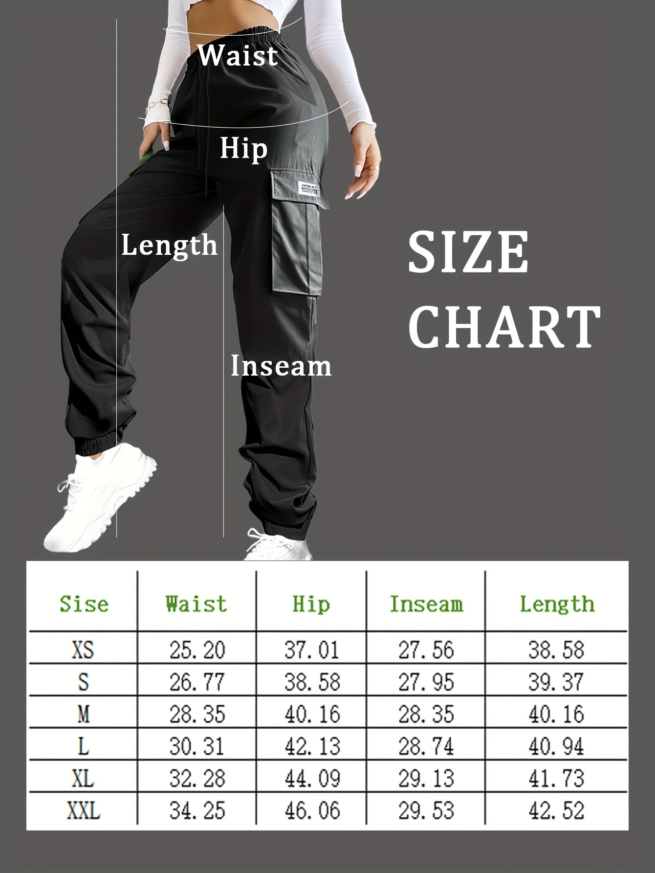 Women'S Zippered Pocket Cargo Pants, Stylish Large Pocket Design, Drawstring Elastic Waistband, Casual Outdoor/everyday Wear Trousers