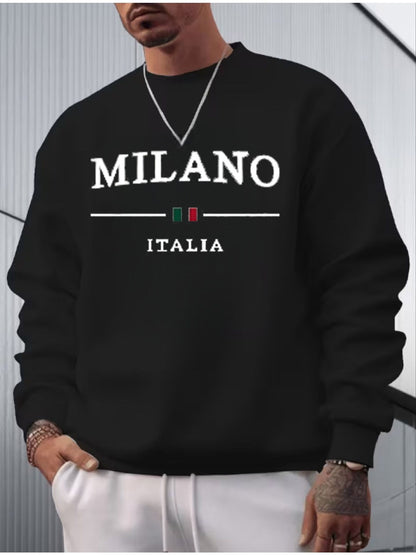 Men'S Hoodless Sweatshirt Loose Fit Round Neck Long Sleeve Casual Pullover for Autumn Winter, Christmas Halloween Valentine'S Thanksgiving Festive Streetwear, Soft Comfortable Versatile Casual Attire, Easy Care Machine Washable