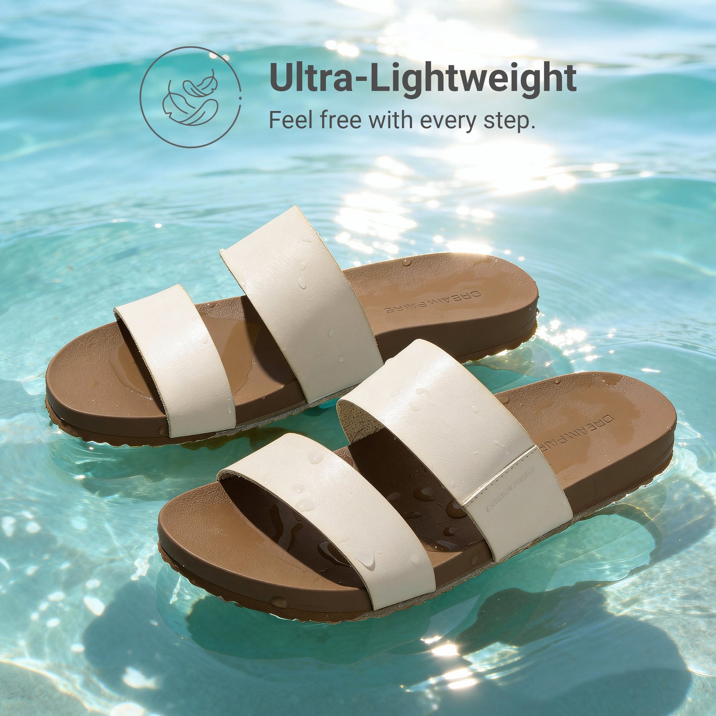 Women's Open Toe Slides Sandals Comfortable Support Footbed Two Strap Slip-on Fashion Casual Beach Vacation Lightweight Flat Sandals Summer for Women