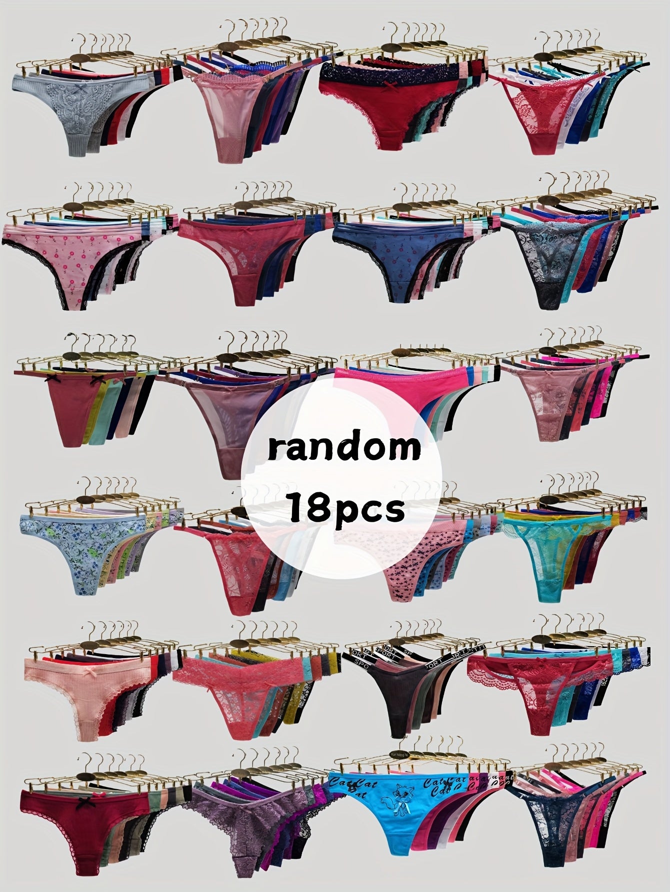 18pcs Random Assorted Lace And Tanga Thongs Sexy Comfortable Women'S Panty