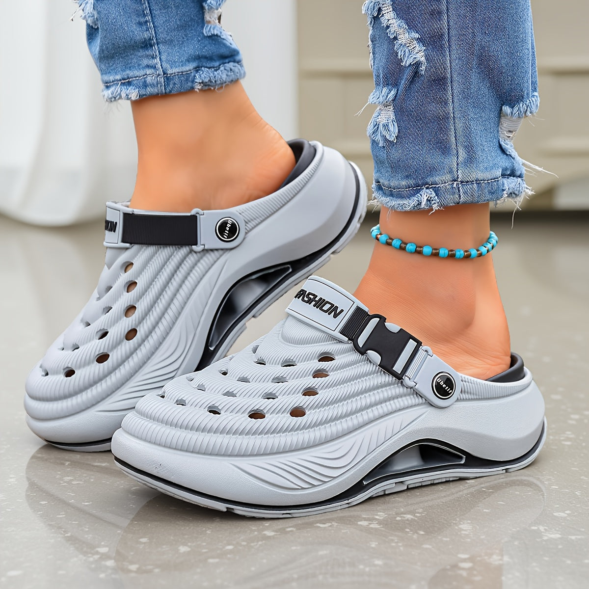 New Women'S Perforated Shoes, Non-Slip Thick Soled Hollow Breathable Casual Soft-Soled Beach Shoes, Women Shoes