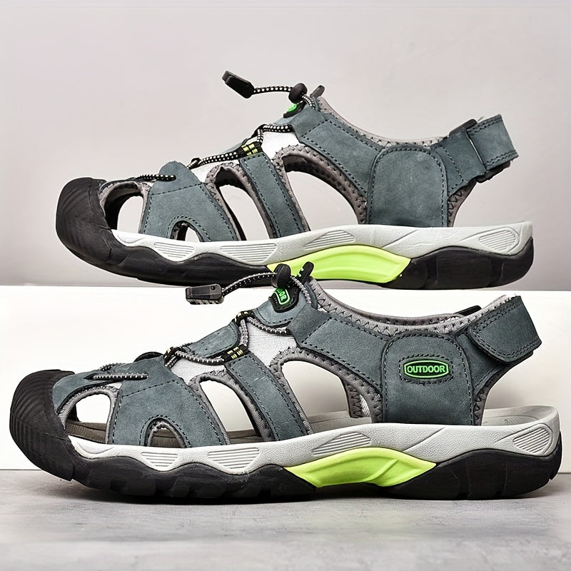 Men'S Casual Outdoor Sandals Made of Leather, Featuring a Non-Slip Design, Breathable Soft Soles, And Suitable for Summer Beach Use