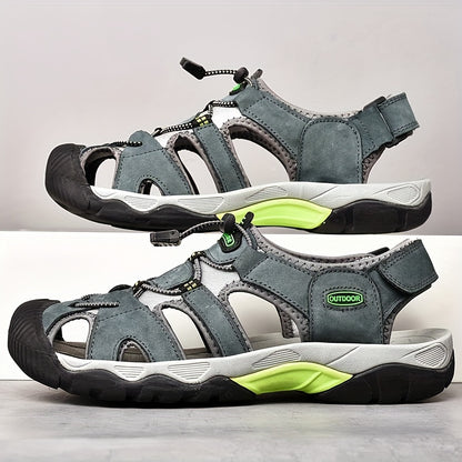 Men'S Casual Outdoor Sandals Made of Leather, Featuring a Non-Slip Design, Breathable Soft Soles, And Suitable for Summer Beach Use