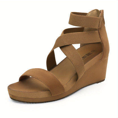 Womens Elastic Ankle Strap Open Toe Platform Stylish and Comfortable and Fashion Wedge Sandal Fashion Outdoor Shoes Quick On and Off Suitable for Different Occasions, Women Shoes
