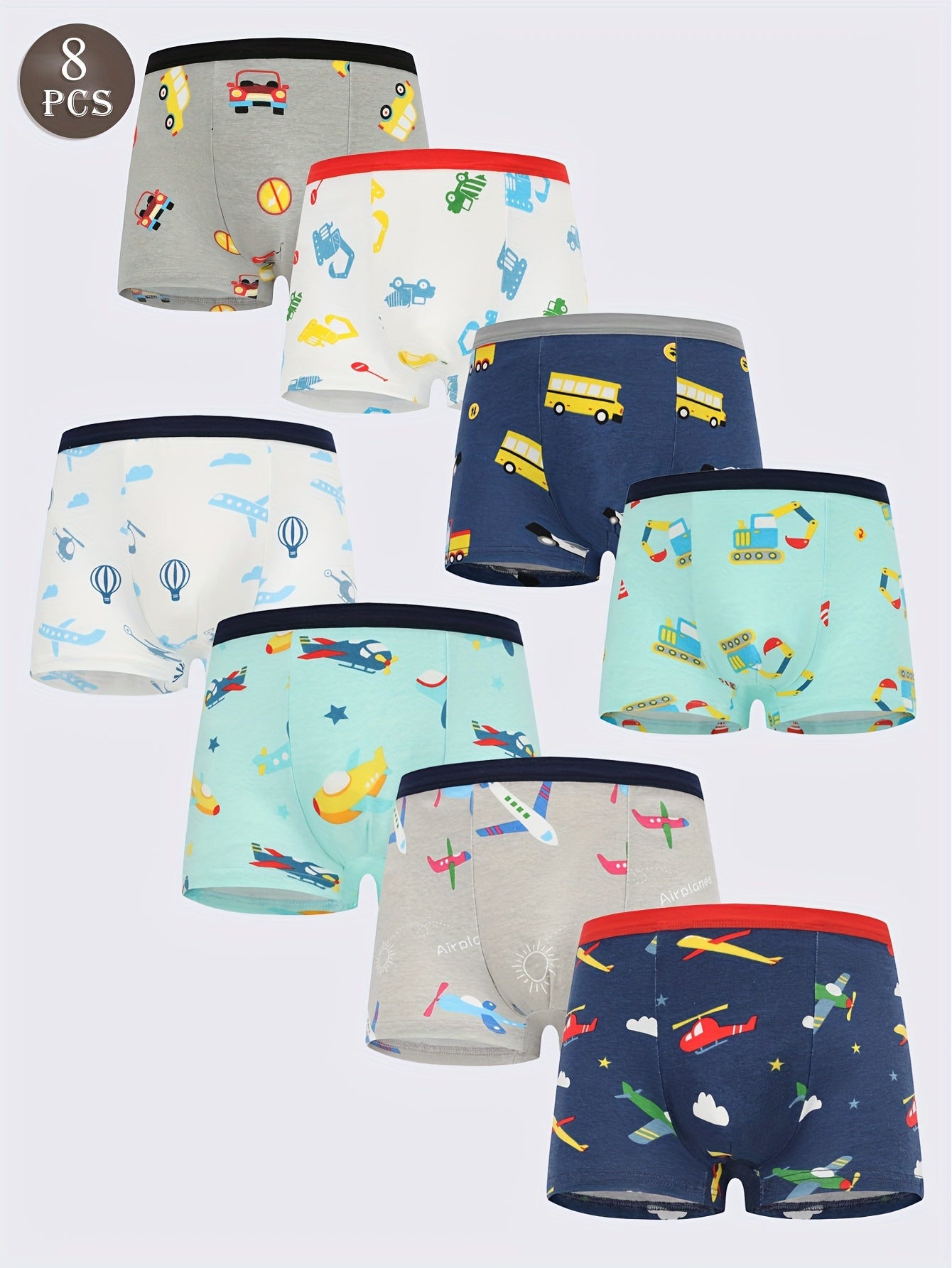 8pcs Boys Cotton Boxer Underwear Soft Comfortable Breathable Cartoon Printed Boys Underwear