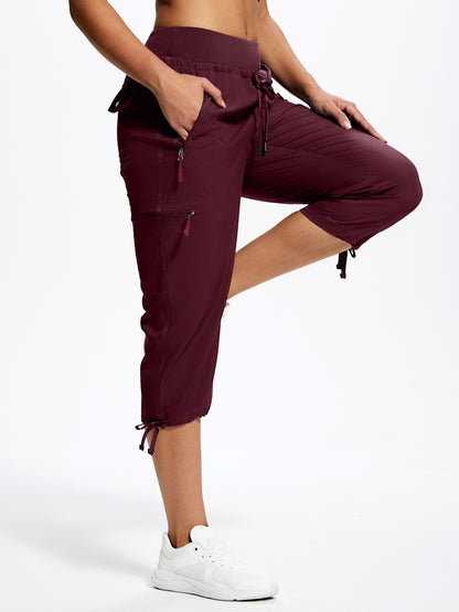 18" Women's Hiking Capris with Pockets Quick Dry Travel Lightweight Cargo Capri Pants Casual Capris for Women