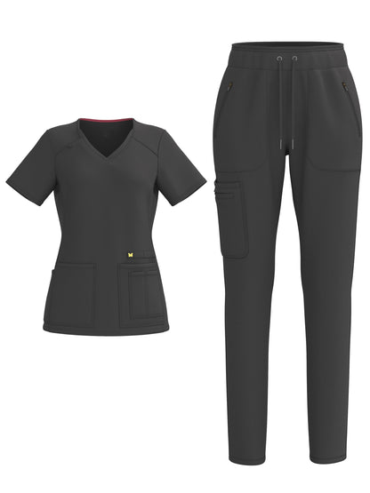PandaFlex 4 Way Stretch Women Scrub Set Modern Fit V-Neck Top & Multi Pocket Pants 3371
