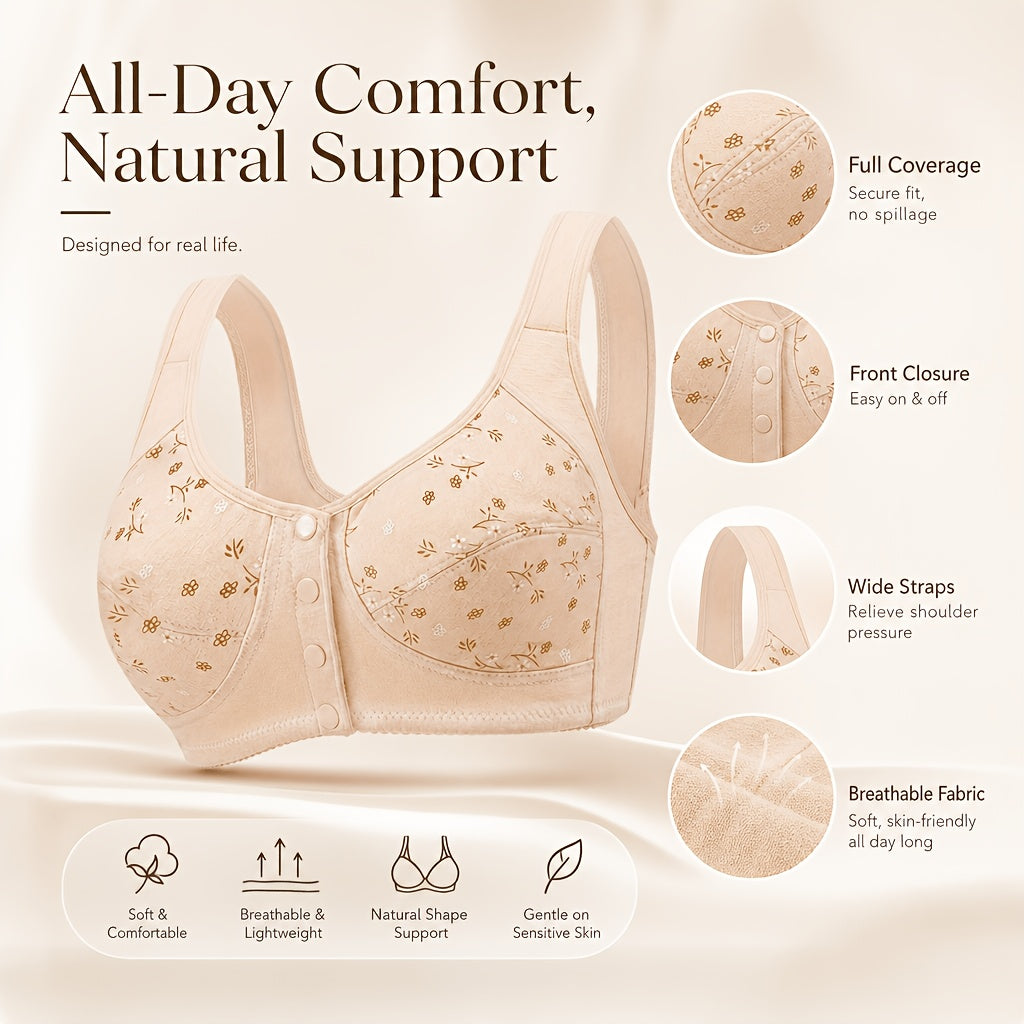 7pcs Seamless Front Button Bra Set - Soft Without Steel Rings, Small Women's Bra, Comfortable And Breathable, Suitable for Daily/yoga/travel/festivals