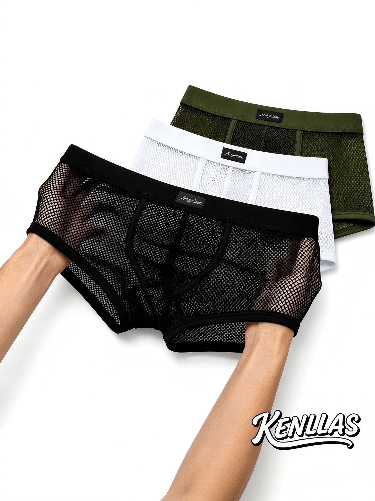 3pcs Men's Mesh Boxer Shorts with Inner Pouch Lightweight Casual Party & Beach Shorts, Breathable Activewear underwear boxer shorts