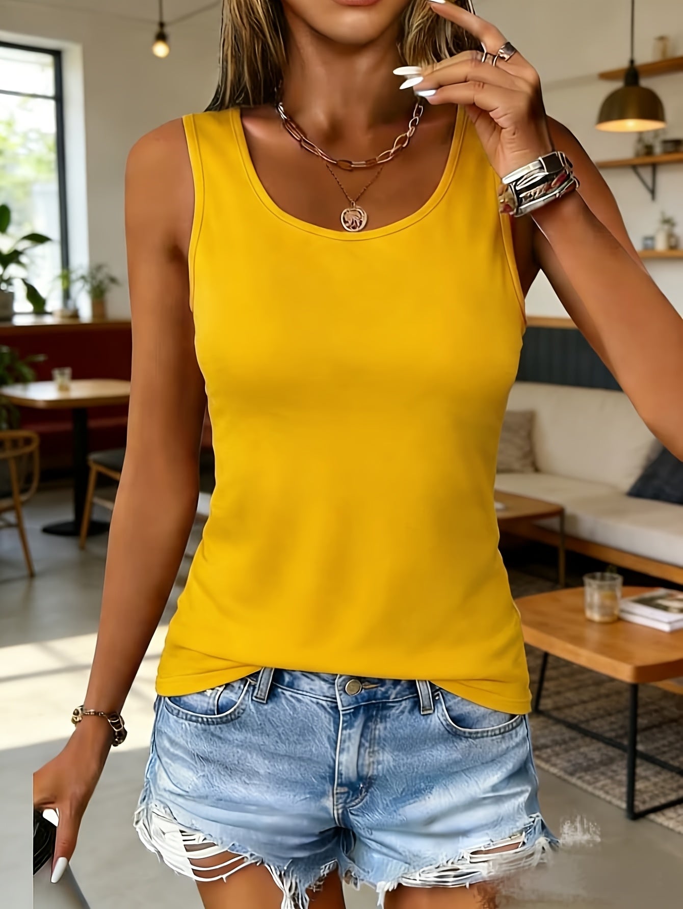 Women'S Vest 6pcs Set High Elastic Seamless Round Neck Shirt Summer Basic Style