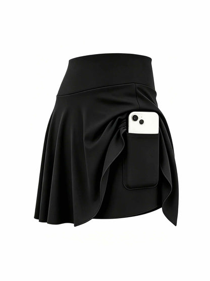4pcs Women's Athletic Skorts Fake 2pcs Skirt Pants Elegant High Waist Skirt Summer Korean Style with Pockets Breathable Slim Fit Yoga Skirt Built-in Shorts Anti-Exposure Running Fitness Tennis Sports Skirt Gift for Wife Family Friends