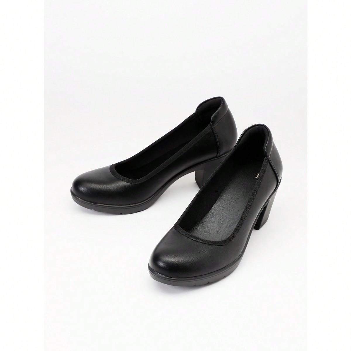 Women'S Block Heel Pumps Work Shoes Office Lady Round Toe High Heels Dress Shoes, Women Shoes