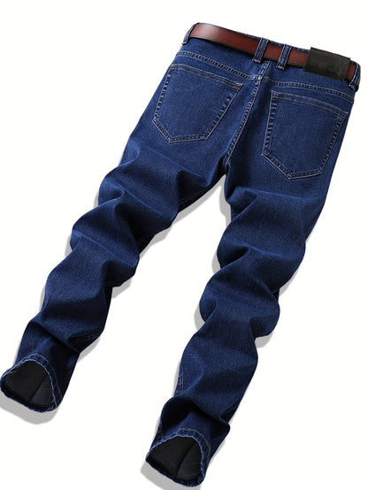 3-pack Trendy Men'S Retro Solid Color Jeans, Slim Fit Stretch Jeans, High Street Casual Style, Suitable For All Seasons