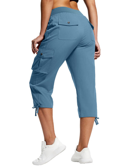 18" Women's Hiking Capris with Pockets Quick Dry Travel Lightweight Cargo Capri Pants Casual Capris for Women