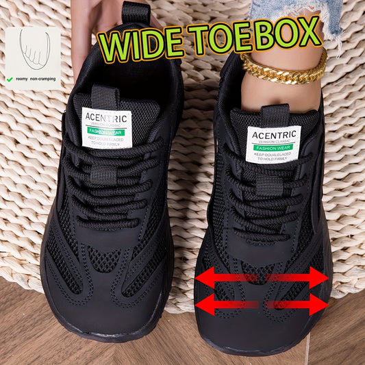 Wide Women'S Sneakers for Outdoor Jungle Trail Running, Versatile Black Casual Shoes, Barefoot Wide-Fit Women'S Shoes in Large Sizes, Thick-Soled, Slip-Resistant, Durable Hiking Shoes, Suitable for All Seasons in Spring, Summer, Autumn, And Winter