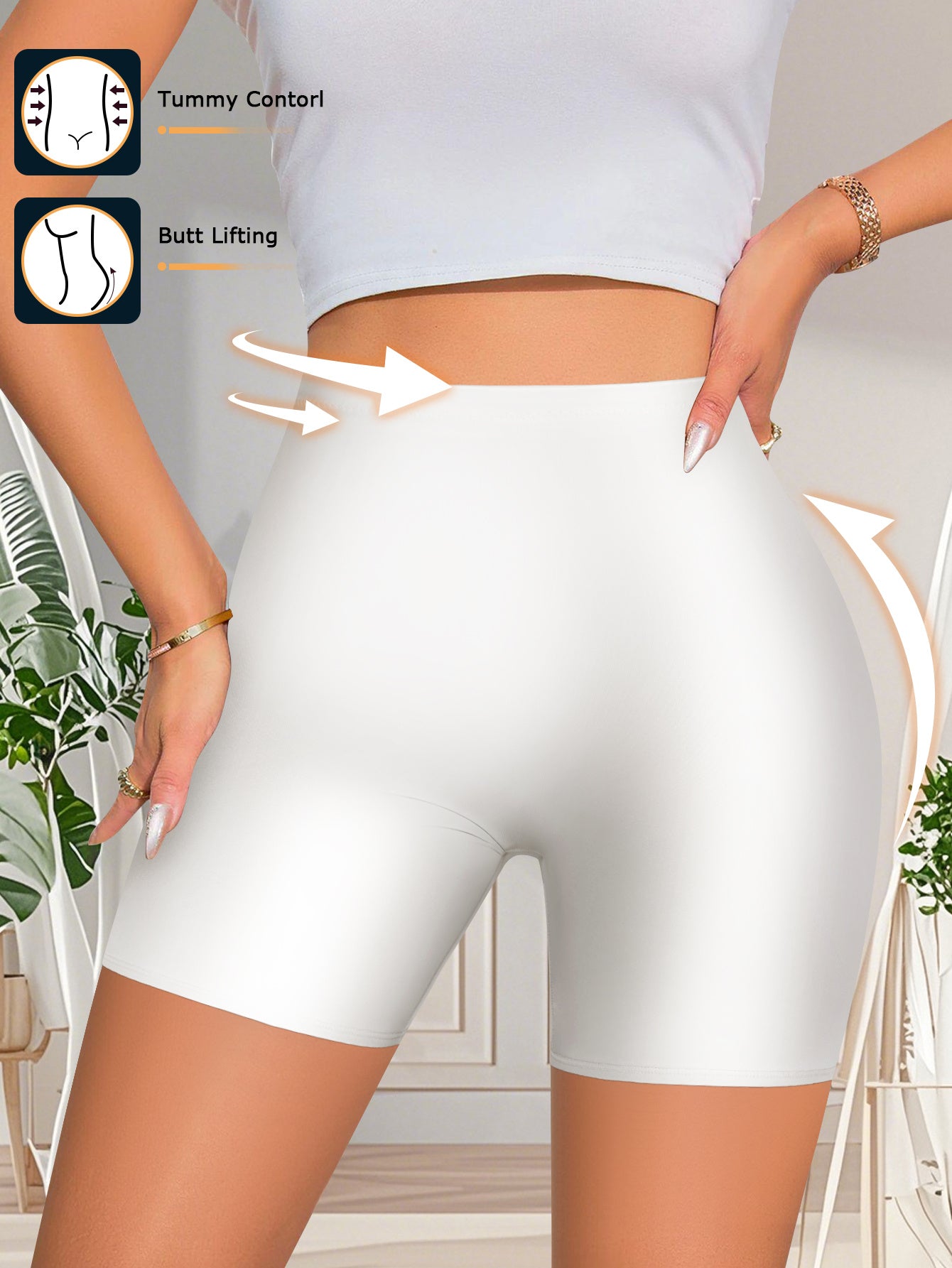 5 Pack Women'S High Waisted Boyshorts Glossy Satin Fabric Tummy Control Butt Lifting Anti Chafe No Roll Breathable 4-Way Stretch Slip Shorts for Under Dresses Seamless Everyday Wear Underwear Sizes S-XXL