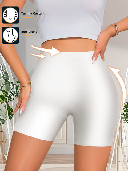 5 Pack Women'S High Waisted Boyshorts Glossy Satin Fabric Tummy Control Butt Lifting Anti Chafe No Roll Breathable 4-Way Stretch Slip Shorts for Under Dresses Seamless Everyday Wear Underwear Sizes S-XXL