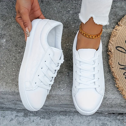 White Mesh Flat Single Shoes Are a Must-have Women with a Simple Round-toe Lace-up Style and Lightweight Material, Y Are Suitable Year-round Use, Women Shoes, Sneakers
