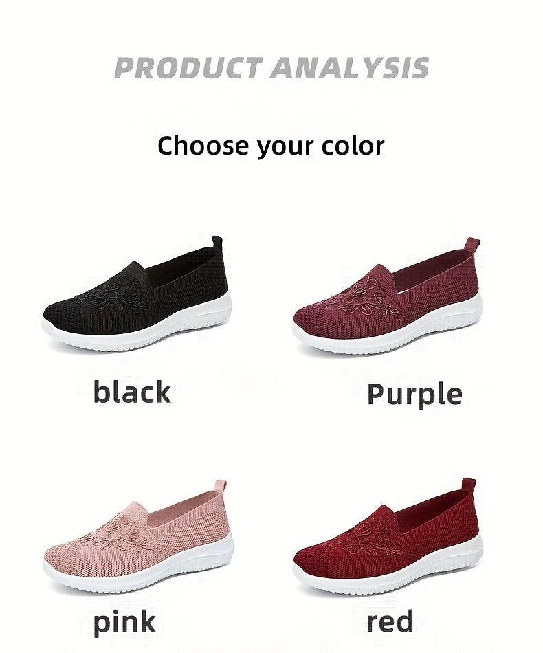 Women'S Breathable Hollow Flat Shoes, Shallow Mouth Flower Solid Color Mesh Shoes, Fashionable Lazy Shoes