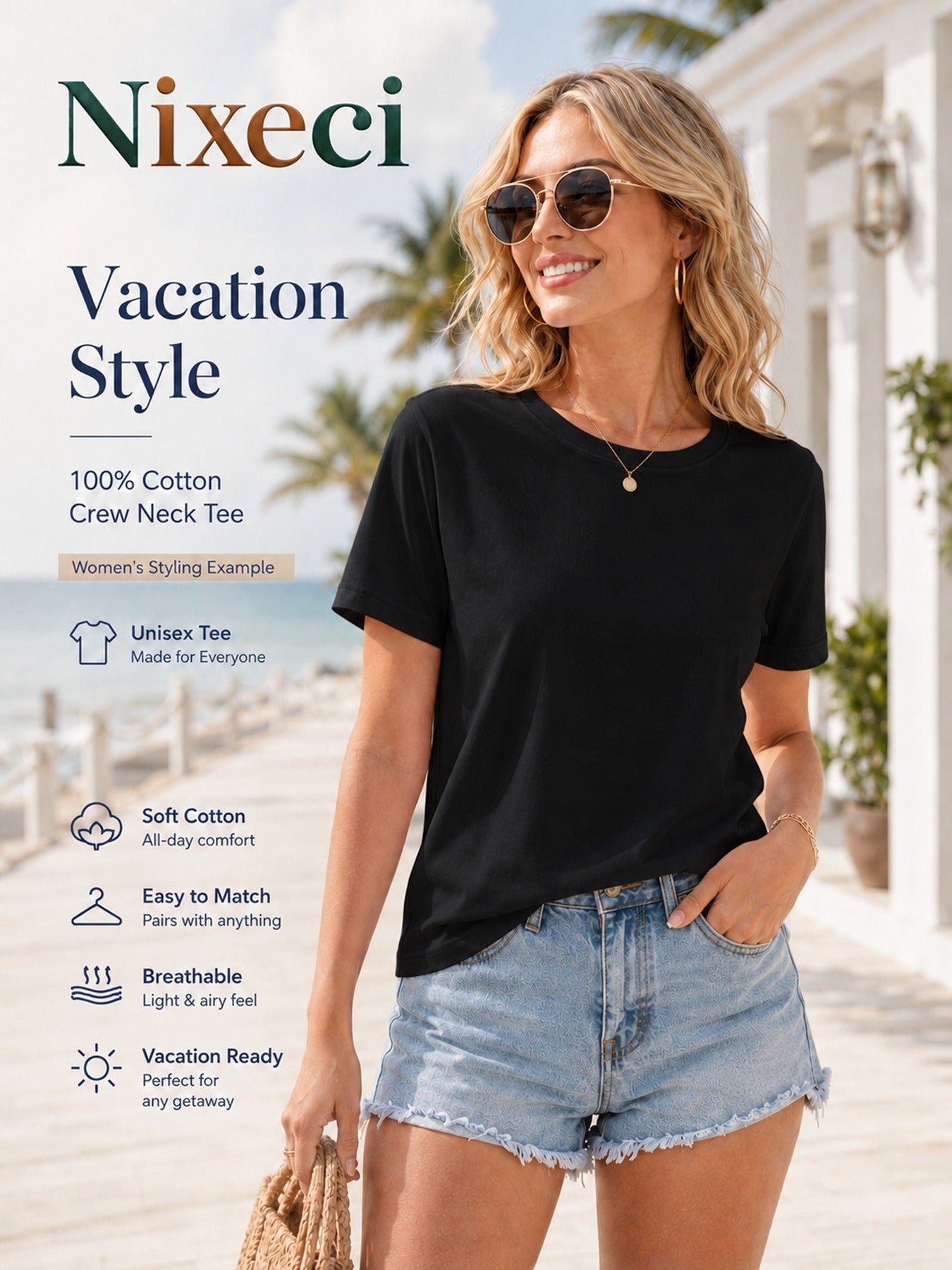 Women'S Fashion T-Shirt with Wooden Cross Flag Dove Flower And Star Print, Summer Casual Vacation Loose Fit Short Sleeve Top